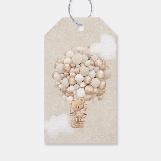 Barly Wait Neutral Teddy Bear Balloon Baby shower Cadeaulabel (Achterkant)