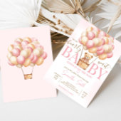 Barly Wait Pink Hete Luchtballon Baby shower Kaart