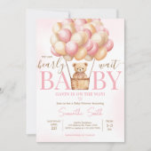 Barly Wait Pink Hete Luchtballon Baby shower Kaart (Voorkant)