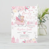 Barly Wait Pink Snowflake Floral Baby shower Kaart (Staand voorkant)