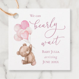 Barly Wait Pink Teddy Bear Baby shower Bedankjes Labels