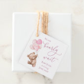 Barly Wait Pink Teddy Bear Baby shower Bedankjes Labels (In situ)