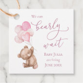 Barly Wait Pink Teddy Bear Baby shower Bedankjes Labels (Voorkant)