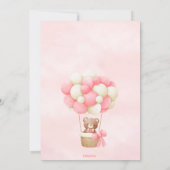 Barly Wait Pink Teddy Bear Baby shower Invitation Kaart (Achterkant)
