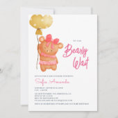 Barly Wait Pink Teddy Bear Baby shower Kaart (Voorkant)