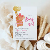 Barly Wait Pink Teddy Bear Baby shower Kaart