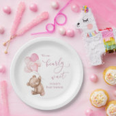 Barly Wait Pink Teddy Bear Baby shower Papieren Bordje (Feest)