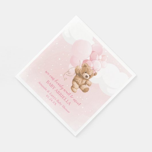 Barly Wait Pink Teddy Bear Napkins Servet (Hoek)