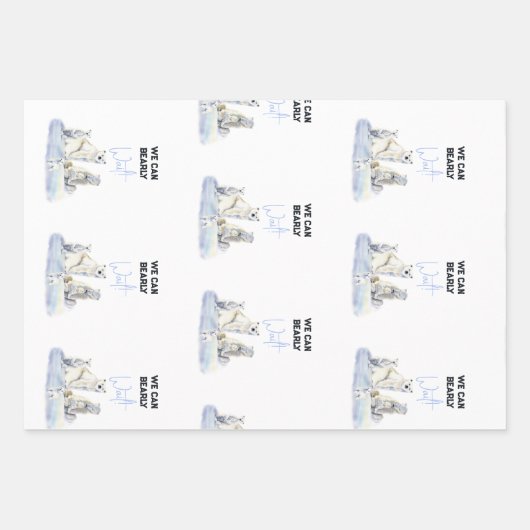 Barly Wait Polar Beer Blue Boy Winter Baby shower Inpakpapier Vel (Voorkant 2)