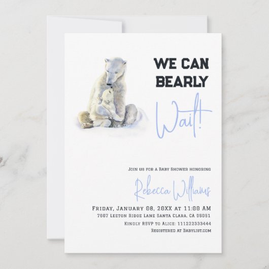Barly Wait Polar Beer Blue Boy Winter Baby shower Kaart (Voorkant)