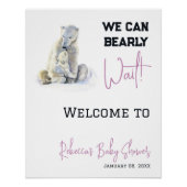 Barly Wait Polar Beer Roze Winter Baby shower Perfect Poster (Voorkant)
