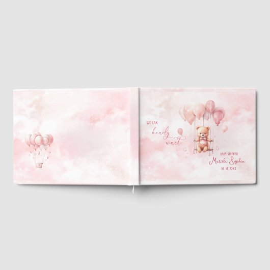 Barly Wait Roze Waterverf Baby shower Gastenboek (Volledig)