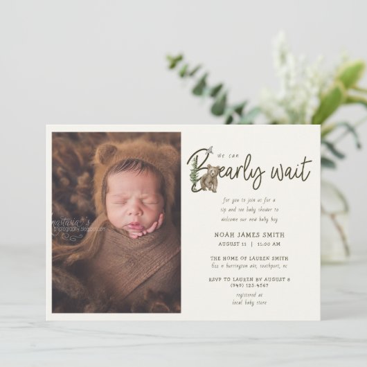 Barly Wait Sip & See Baby shower Invitation Kaart (Staand voorkant)