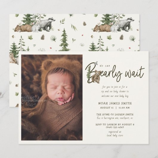 Barly Wait Sip & See Baby shower Invitation Kaart (Voorkant / Achterkant)
