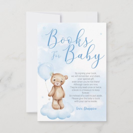 Barly Wait Sky Baby shower Book Request Card Kaart (Voorkant)