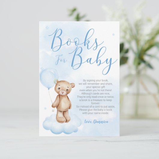 Barly Wait Sky Baby shower Book Request Card Kaart (Staand voorkant)