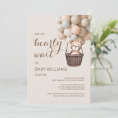 Barly Wait Teddy Balloons Girl Baby shower Kaart (Staand voorkant)