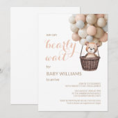 Barly Wait Teddy Balloons Girl Baby shower Kaart (Voorkant / Achterkant)