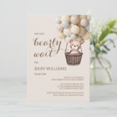 Barly Wait Teddy Balloons Yellow Baby shower Kaart (Staand voorkant)