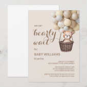 Barly Wait Teddy Balloons Yellow Baby shower Kaart (Voorkant / Achterkant)