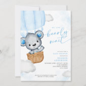 Barly Wait Teddy Bear Balloon Boy Baby shower Kaart (Voorkant)