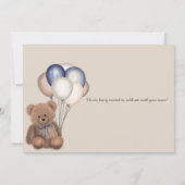 Barly Wait Teddy Bear & Balloons Baby shower Invi Kaart (Achterkant)