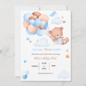 Barly Wait Teddy Bear Blauw Baby shower Uitnodigin Kaart (Voorkant)