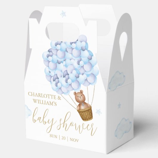 Barly Wait Teddy Bear Blue Balloons Baby shower Bedankdoosjes (Geopend)