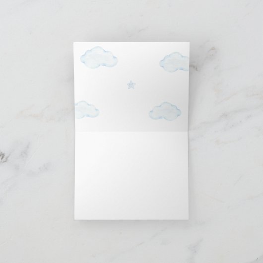 Barly Wait Teddy Bear Blue Boy Baby shower Bedankkaart (Binnen)