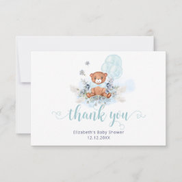 Barly Wait Teddy Bear Boy Baby shower Dank u Kaart