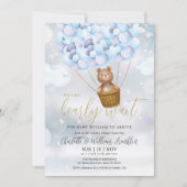 Barly Wait Teddy Bear Boy Winter Baby shower Kaart (Voorkant)