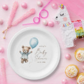 Barly Wait Teddy Bear Boys Baby shower Papieren Bordje (Feest)