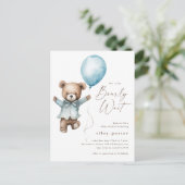 Barly Wait Teddy Bear Boys Baby shower Uitnodiging (Staand voorkant)