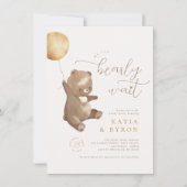 Barly Wait Teddy Bear Gender Neutral Baby shower Kaart (Voorkant)
