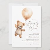 Barly Wait Teddy Bear Gender Neutral Baby shower Kaart (Voorkant)