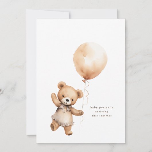 Barly Wait Teddy Bear Gender Neutral Baby shower Kaart (Achterkant)