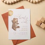 Barly Wait Teddy Bear Gender Neutral Baby shower Kaart<br><div class="desc">We kunnen snel wachten! Deze teddy is voorzien van een baby shower-uitnodiging met een zoete, handbeschilderde beer met een gouden ballon. Whimsical script bloeit en elegant typografie vult het ontwerp aan. De teksteigenschappen "wachten vroeg"in het schrijven van het chemische manuscript. Er is een klein gouden hart dat de "i" in...</div>