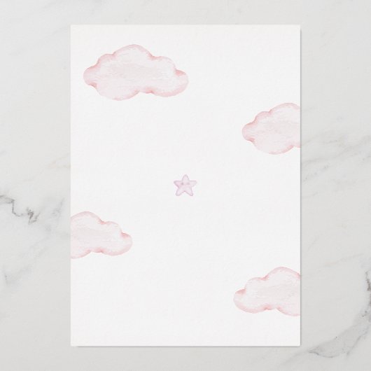 Barly Wait Teddy Bear Girl Baby shower Roos Gold Folie Uitnodiging (Achterkant)