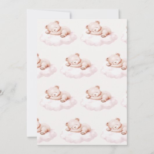 Barly Wait Teddy Bear Meisje Baby shower Kaart (Achterkant)