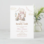 Barly Wait Teddy Bear Meisje Baby shower Kaart (Staand voorkant)