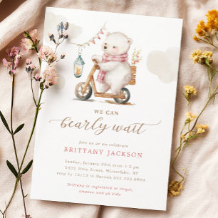 Barly Wait Teddy Bear Meisje Baby shower Kaart