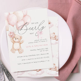 Barly Wait Teddy Bear Meisje Baby shower Kaart