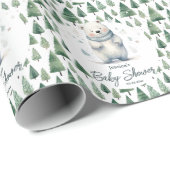 Barly Wait Teddy Bear Winter Baby shower Cadeaupapier (Rol Hoek)