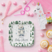 Barly Wait Teddy Bear Winter Baby shower Papieren Bordje (Feest)