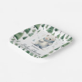 Barly Wait Teddy Bear Winter Baby shower Papieren Bordje (Gebogen)