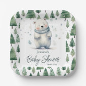 Barly Wait Teddy Bear Winter Baby shower Papieren Bordje (Voorkant)