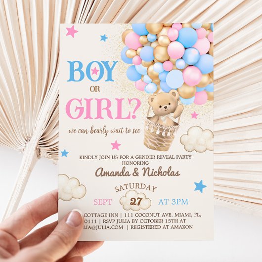 Barly Wait Teddy Beer Balloons Geslacht onthullen Kaart