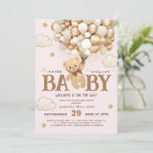 Barly Wait Teddy Beer Licht Roze Baby Meisje Douch Kaart (Staand voorkant)