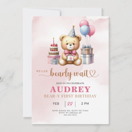 Barly Wait Teddy Beer Verjaardag Kaart (Voorkant)