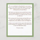 Barly wait teddy groen baby shower bedankje (Achterkant)